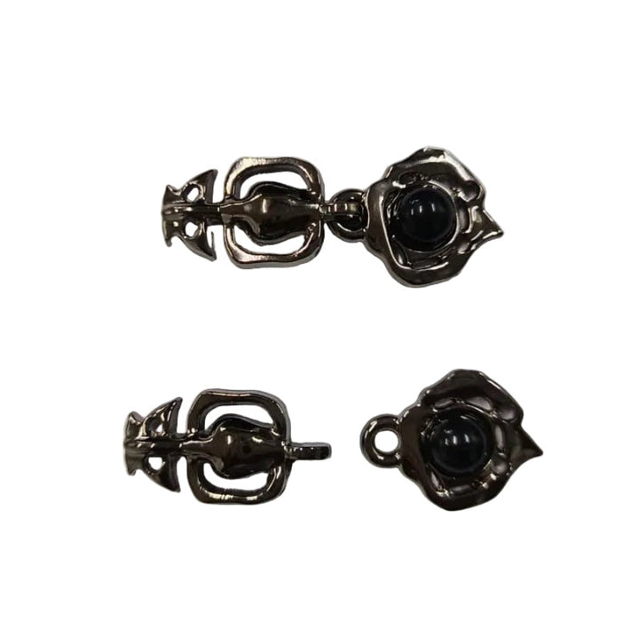 Trendy Shin Black Nickel (Gunmetal) Pearl Clasp Buckle Hook and Eye Metal Buckle for Fashion Use