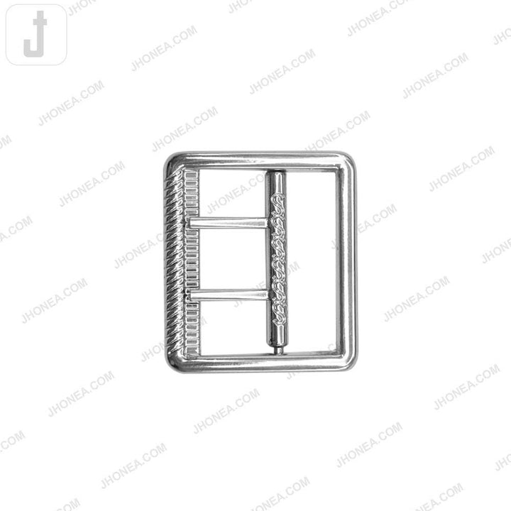 Modern Rectangular Shiny Silver Shaped Metal Pant Buckle for Men’s & Women’s Apparel