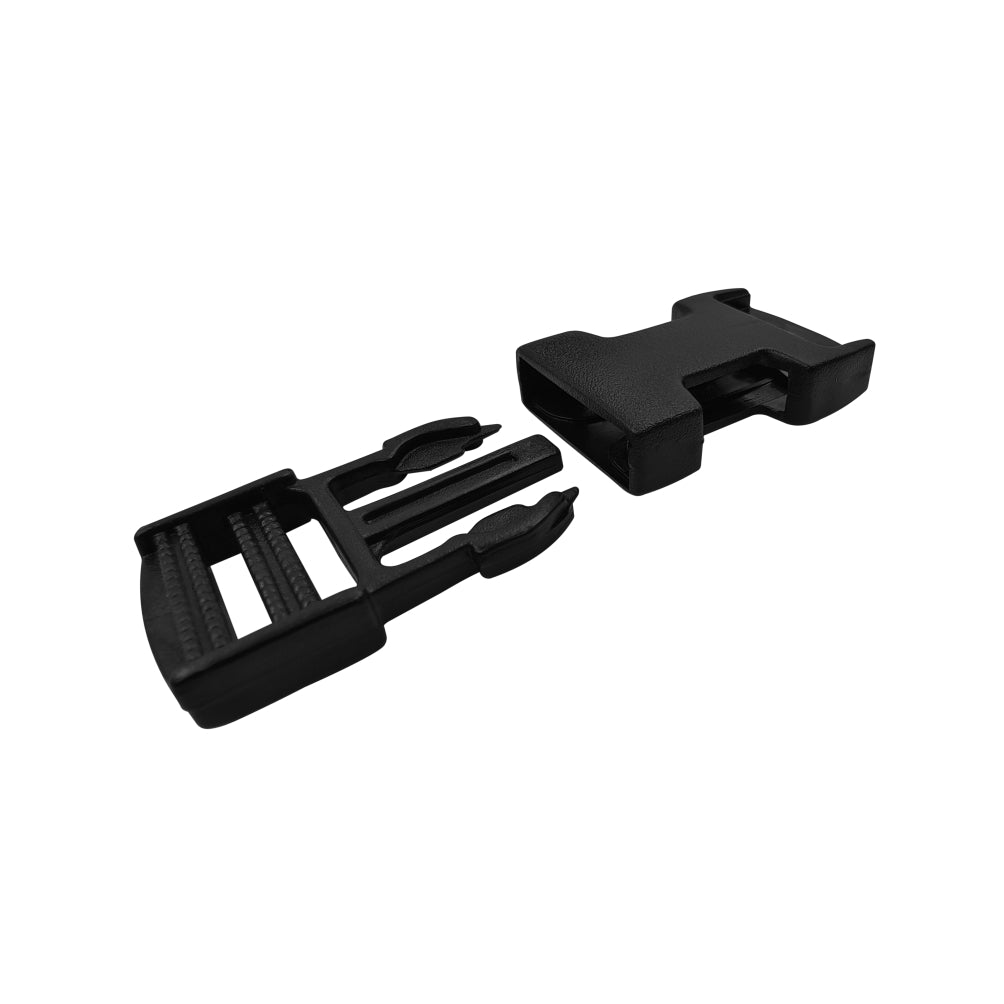 Black 20mm Single Adjuster Side Release Clasp Belt/Strap Plastic Buckle