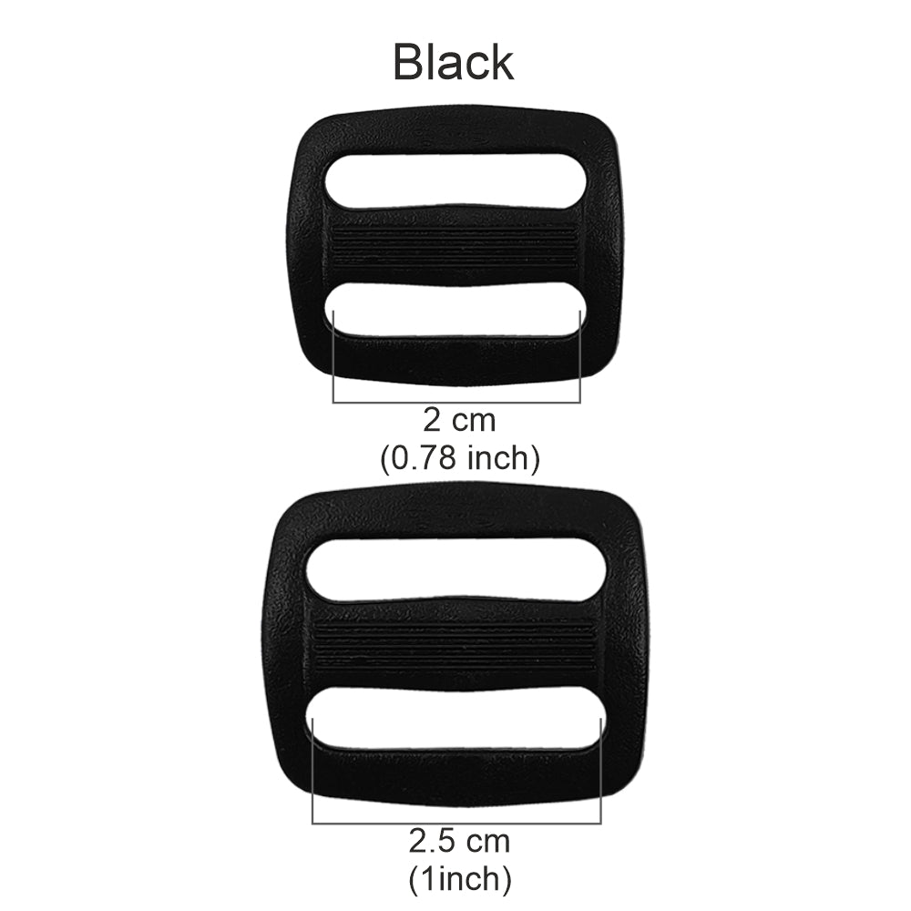 Adjustable Webbing Strap Black Tri-Glide Slider Plastic Buckle