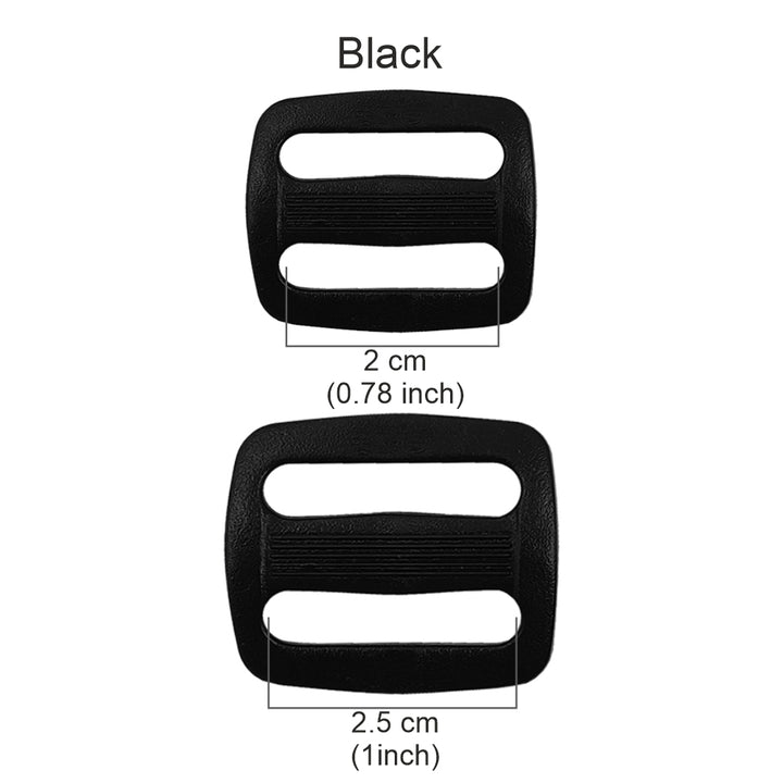 Adjustable Webbing Strap Black Tri-Glide Slider Plastic Buckle