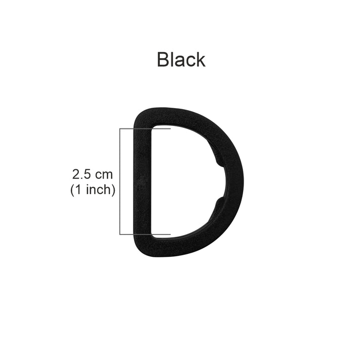 Matte Black Finish 1inch 'D' Ring Plastic Buckle