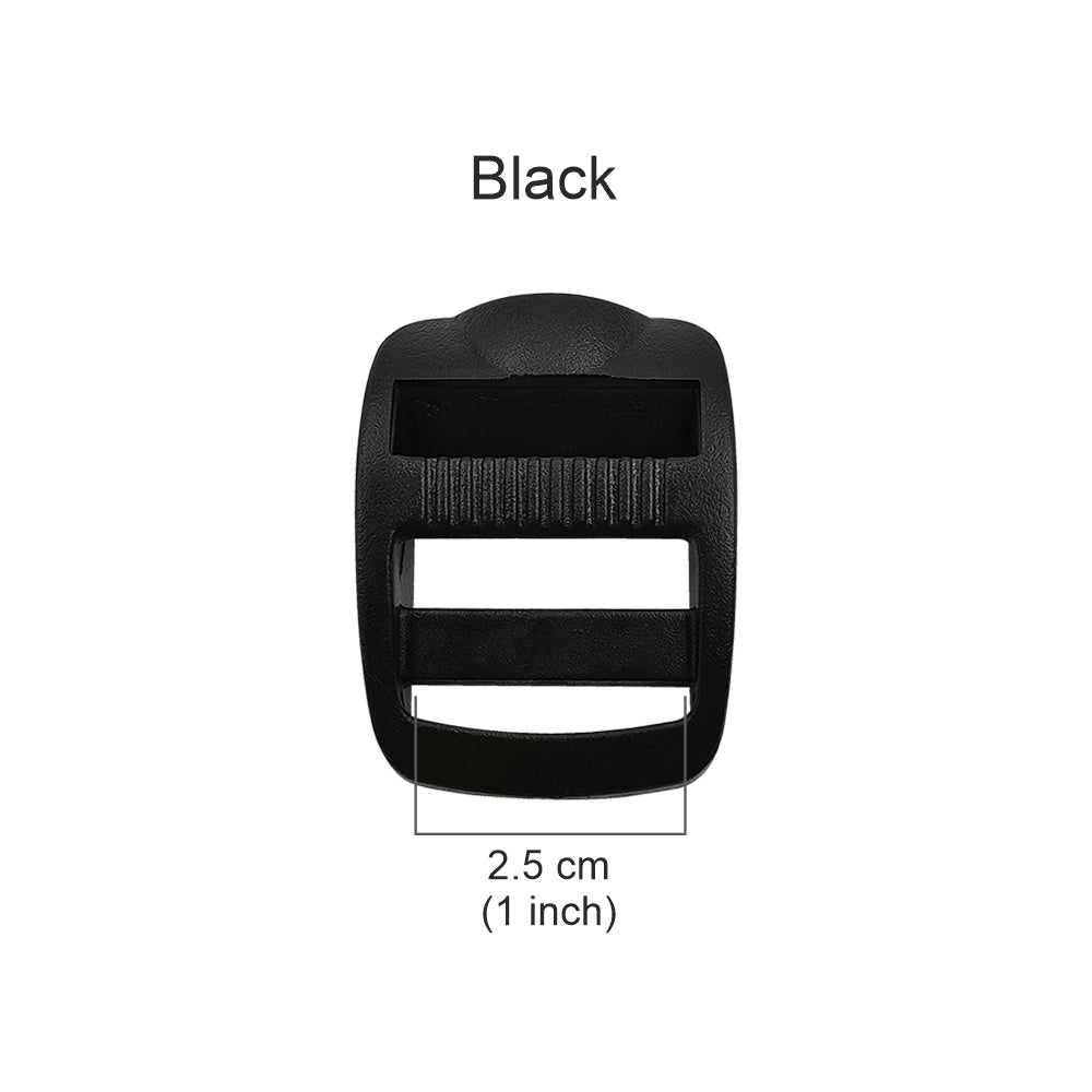 Adjustable Black 25mm Ladder Lock Slider Strap Webbing Plastic Buckle