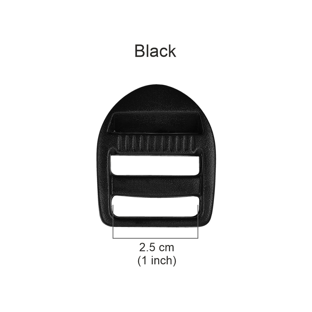 Black 25mm Ladder Lock Slider Strap Webbing Adjustable Plastic