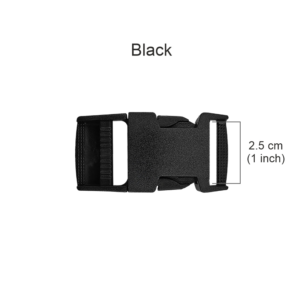 Black 1inch Single Adjuster Side Release Clasp Belt/Strap Plastic Buckle