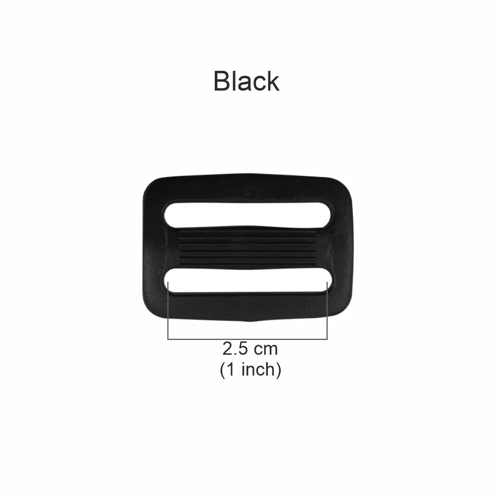 Adjustable Webbing Strap Black Tri-Glide Slider Plastic Buckle