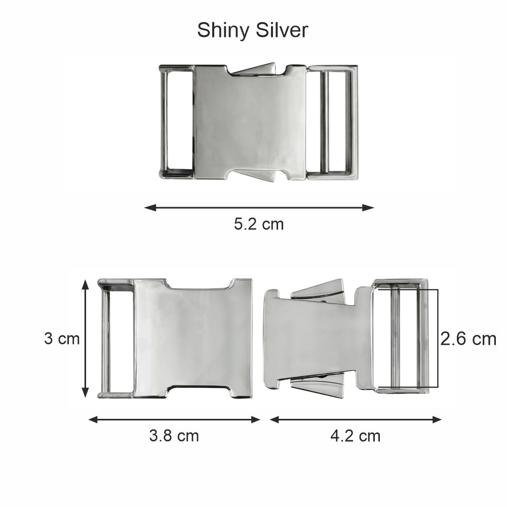 Smooth Shiny Silver Side Release Metal Buckle for Belts 2.5cm (1inch)