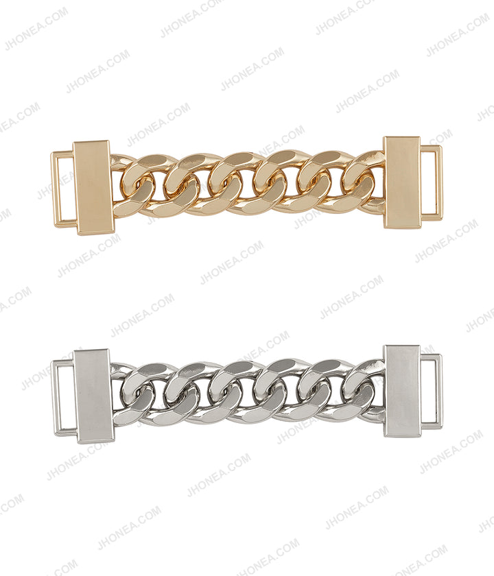 Chain Design Shiny Metal Fashion Belt Accessory. Shiny Gold and Shiny Silver