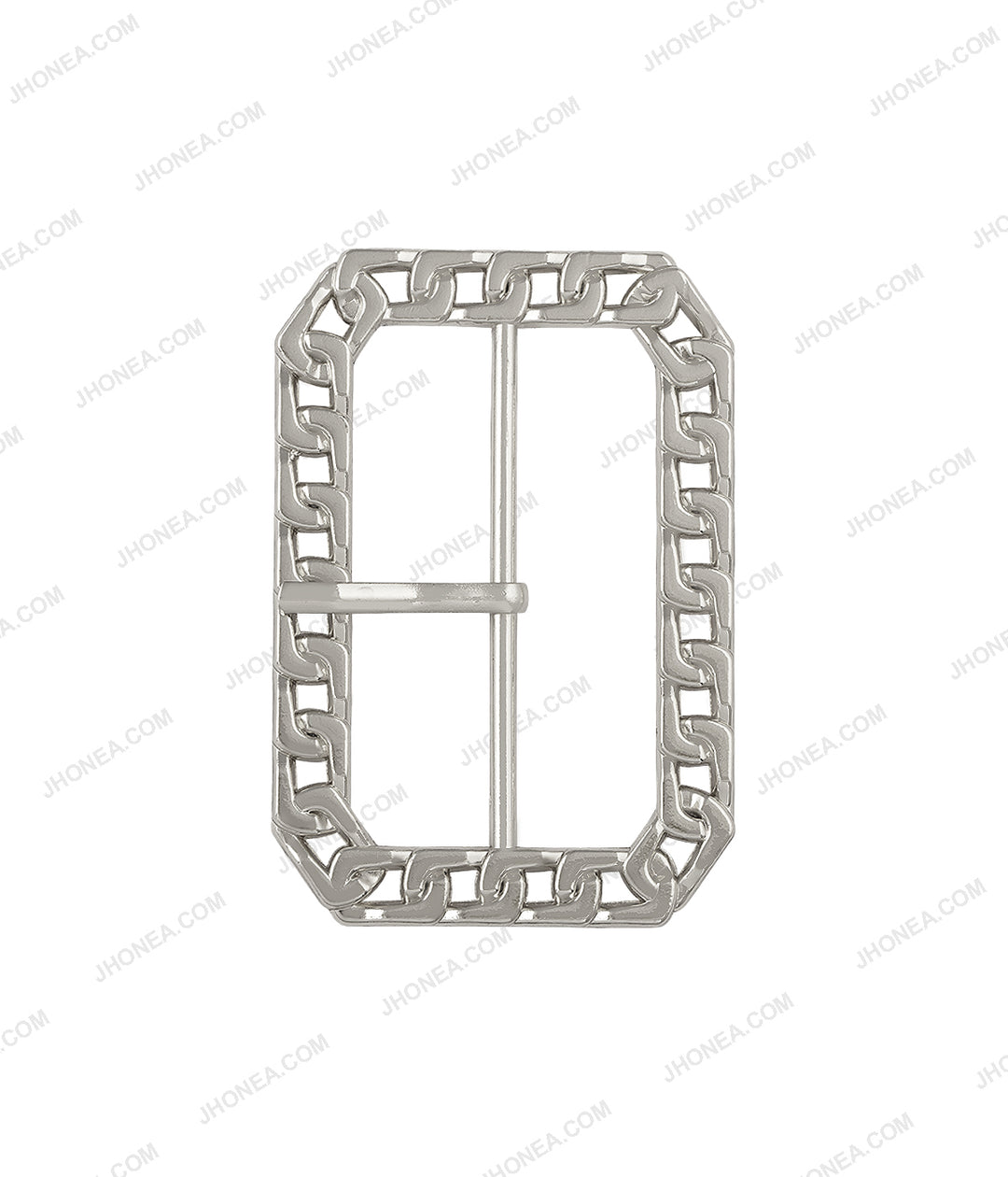 Rounded Rectangle Frame Chain Design Prong Belt Buckle