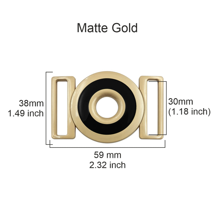 Matte Gold with Black Enamel Classic Elegant Frame Style Belt Buckle
