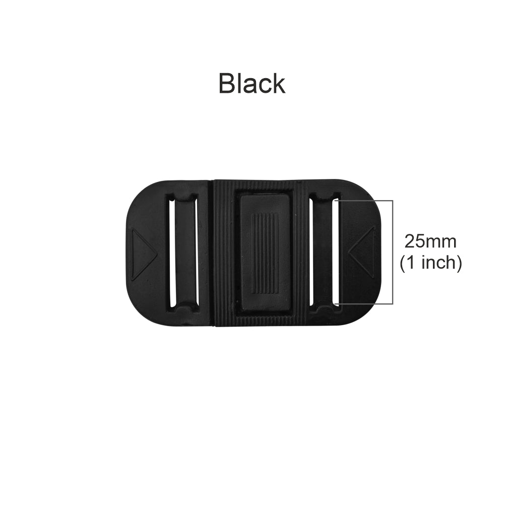 1inch Unique Designer 2 Part Black Closure Clasp Plastic Belt Buckle