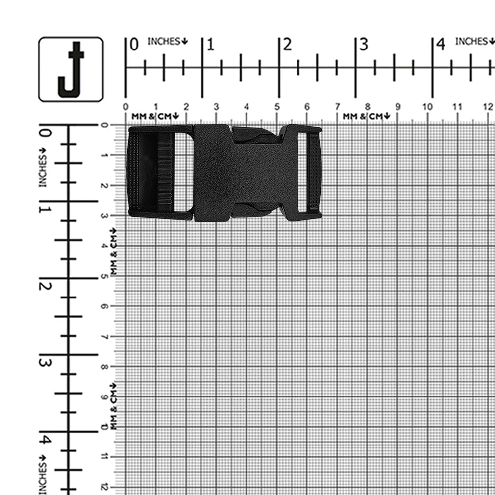 Black 1inch Single Adjuster Side Release Clasp Belt/Strap Plastic Buckle