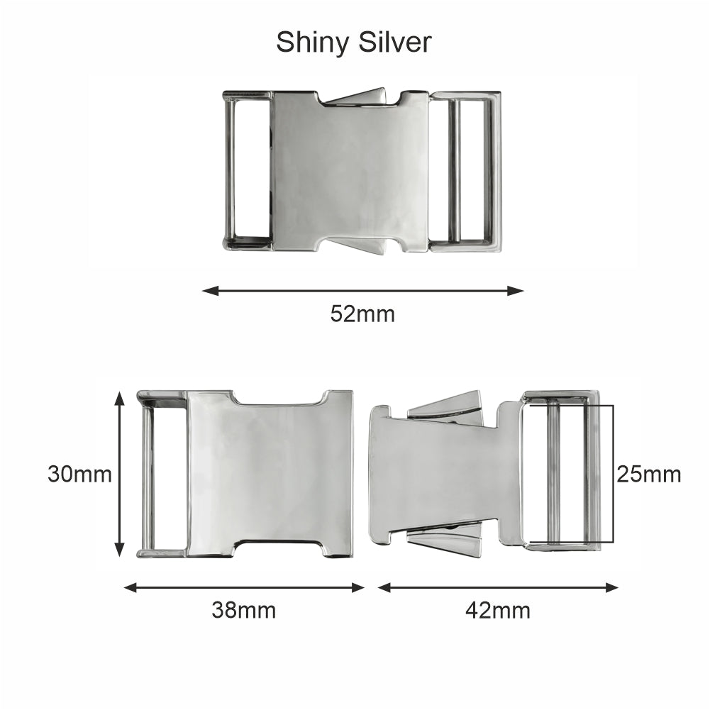 Smooth Shiny Silver Side Release Metal Buckle for Belts