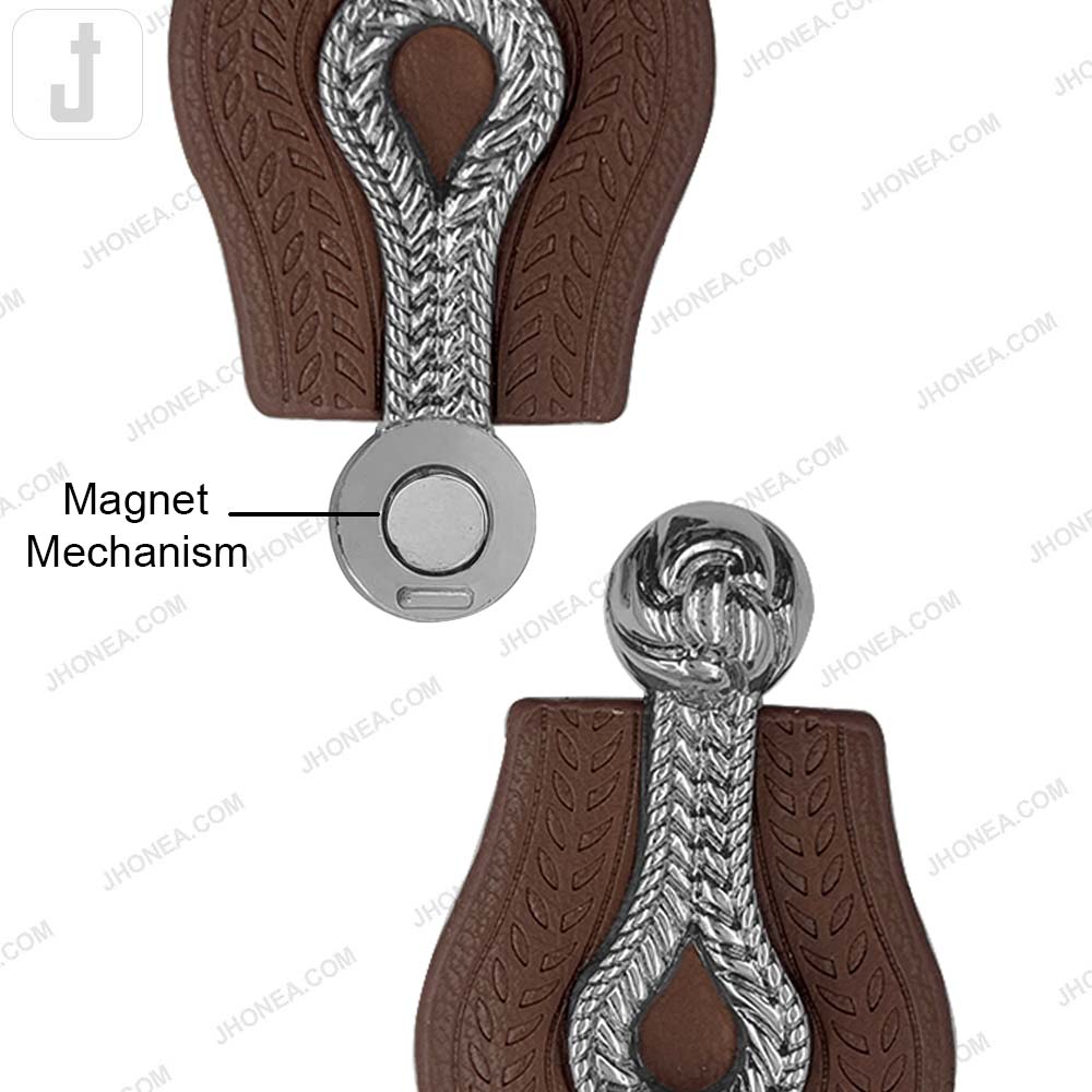 Embossed PU Leather Magnetic Belt Buckle Closure for Dresses