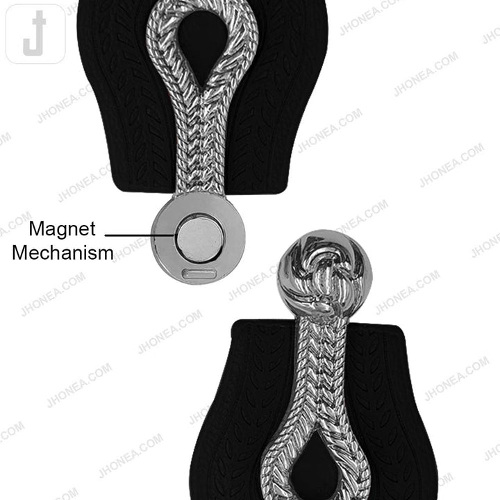 Embossed PU Leather Magnetic Belt Buckle Closure for Dresses