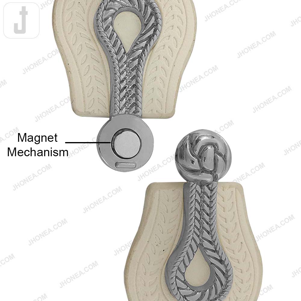 Embossed PU Leather Magnetic Belt Buckle Closure for Dresses