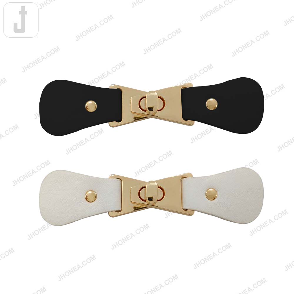 Stylish Black and White PU Leather Belt with Elegant Metal Clasp Lock Design