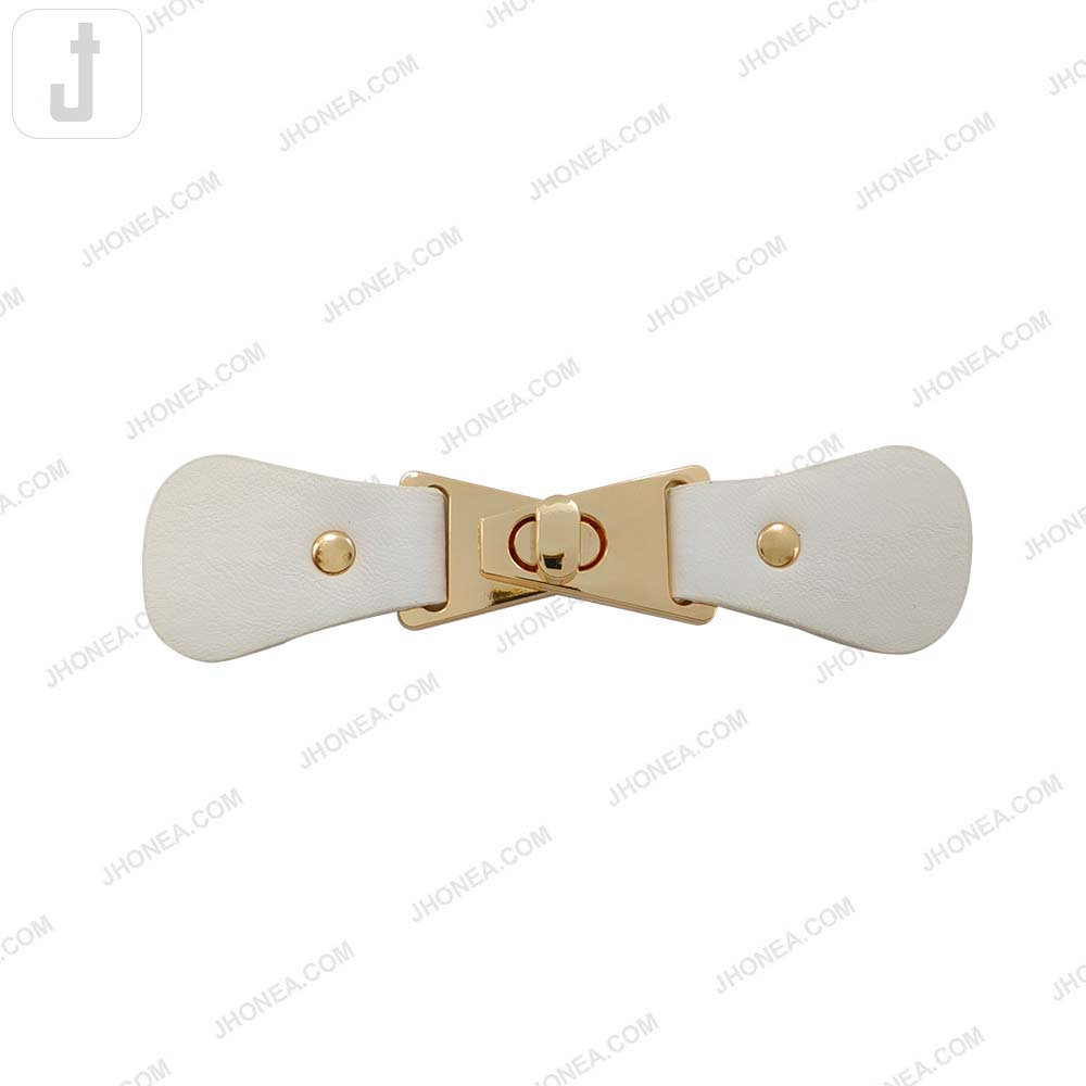 Stylish White PU Leather Belt with Elegant Metal Clasp Lock Design