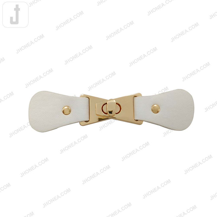Stylish White PU Leather Belt with Elegant Metal Clasp Lock Design
