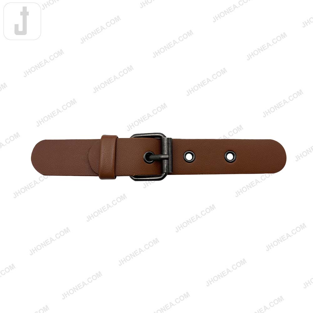 Classic Brown Prong PU Leather Belt Buckle Fastener for Dresses/Bags. 
