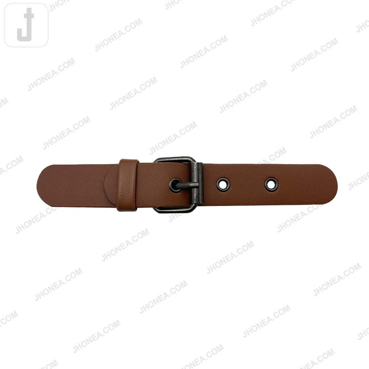 Classic Brown Prong PU Leather Belt Buckle Fastener for Dresses/Bags. 