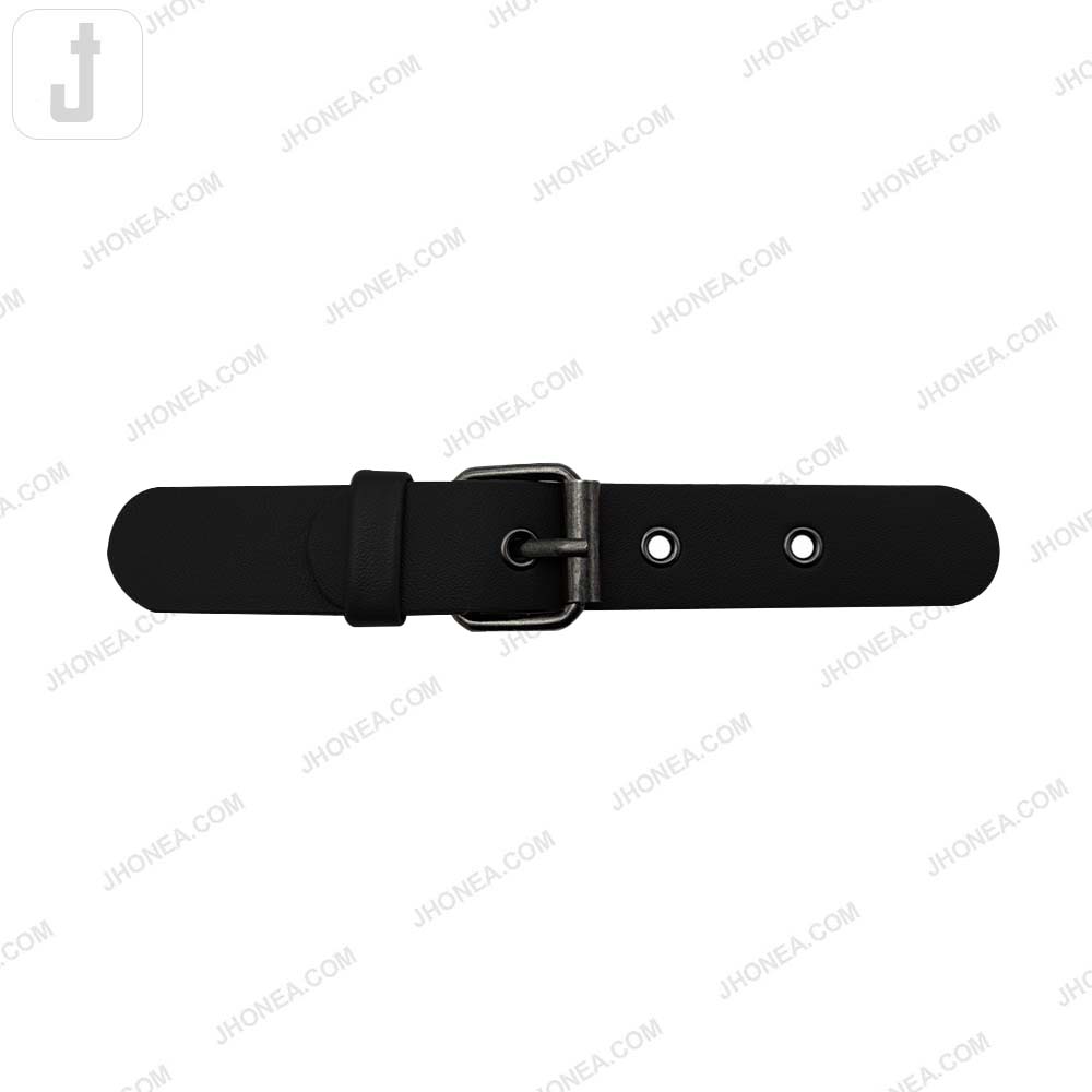 Classic Black Prong PU Leather Belt Buckle Fastener for Dresses/Bags. 