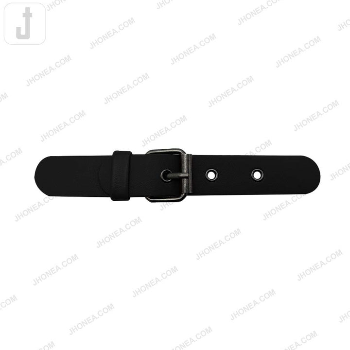 Classic Black Prong PU Leather Belt Buckle Fastener for Dresses/Bags. 