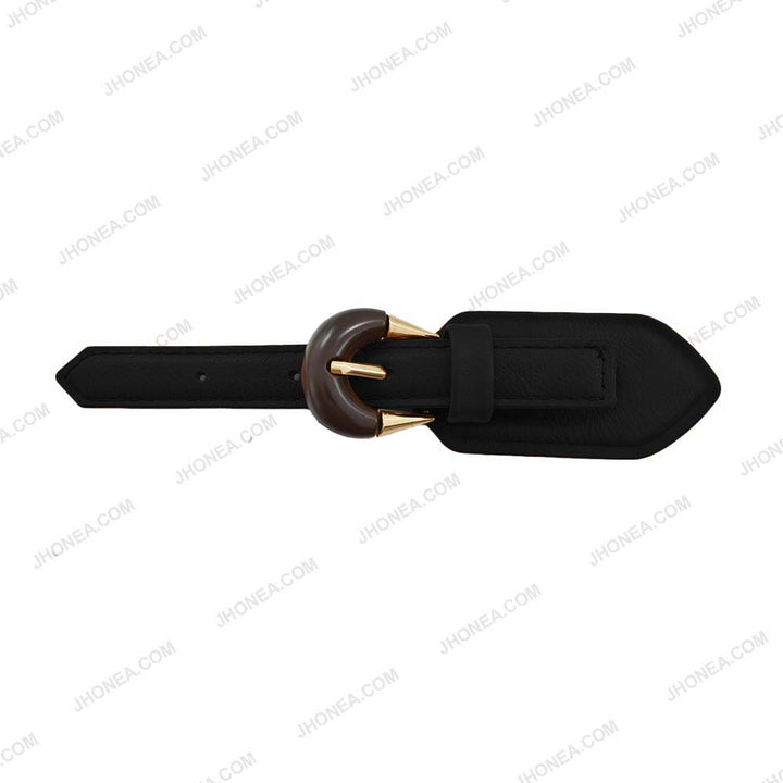 PU Coat Closure Belt Buckle Clasp in Shiny Gold with Black