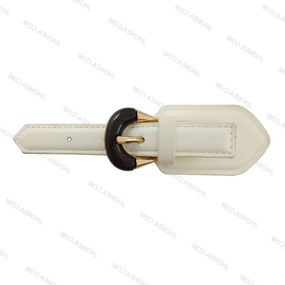 PU Coat Closure Belt Buckle Clasp in Shiny Gold with Off White