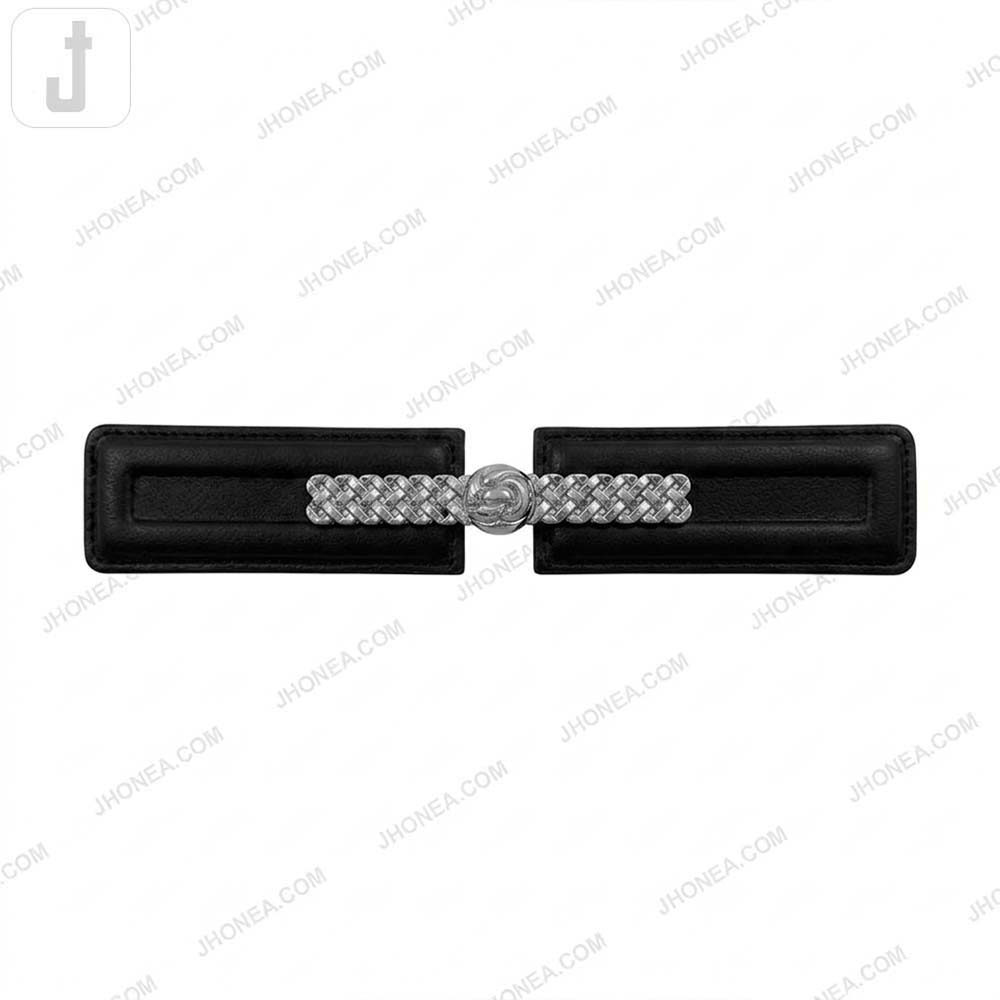 Embossed Black PU Leather Magnetic Belt Buckle Closure for Garment 