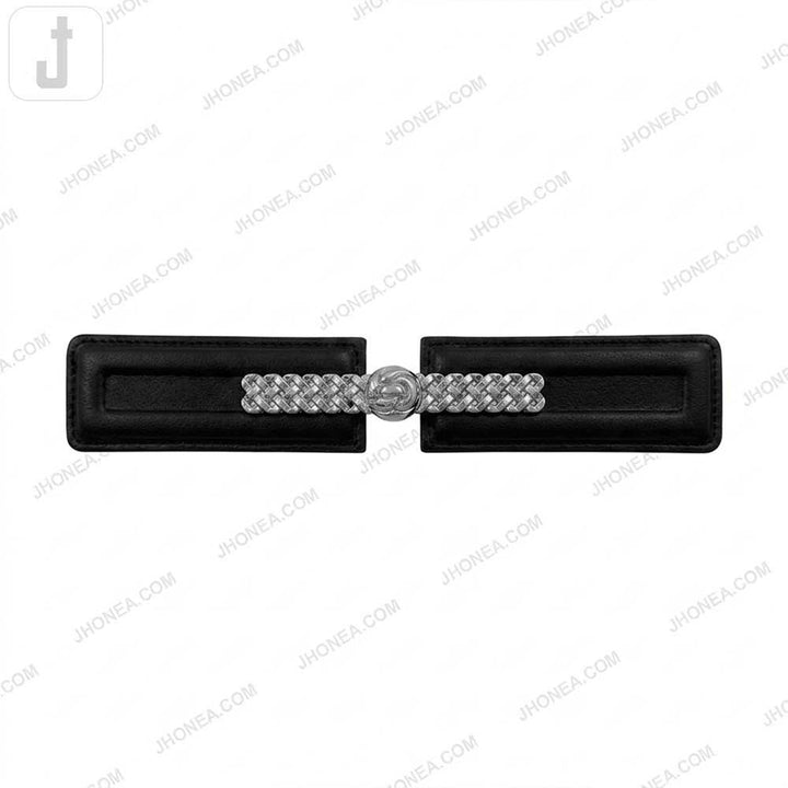 Embossed Black PU Leather Magnetic Belt Buckle Closure for Garment 