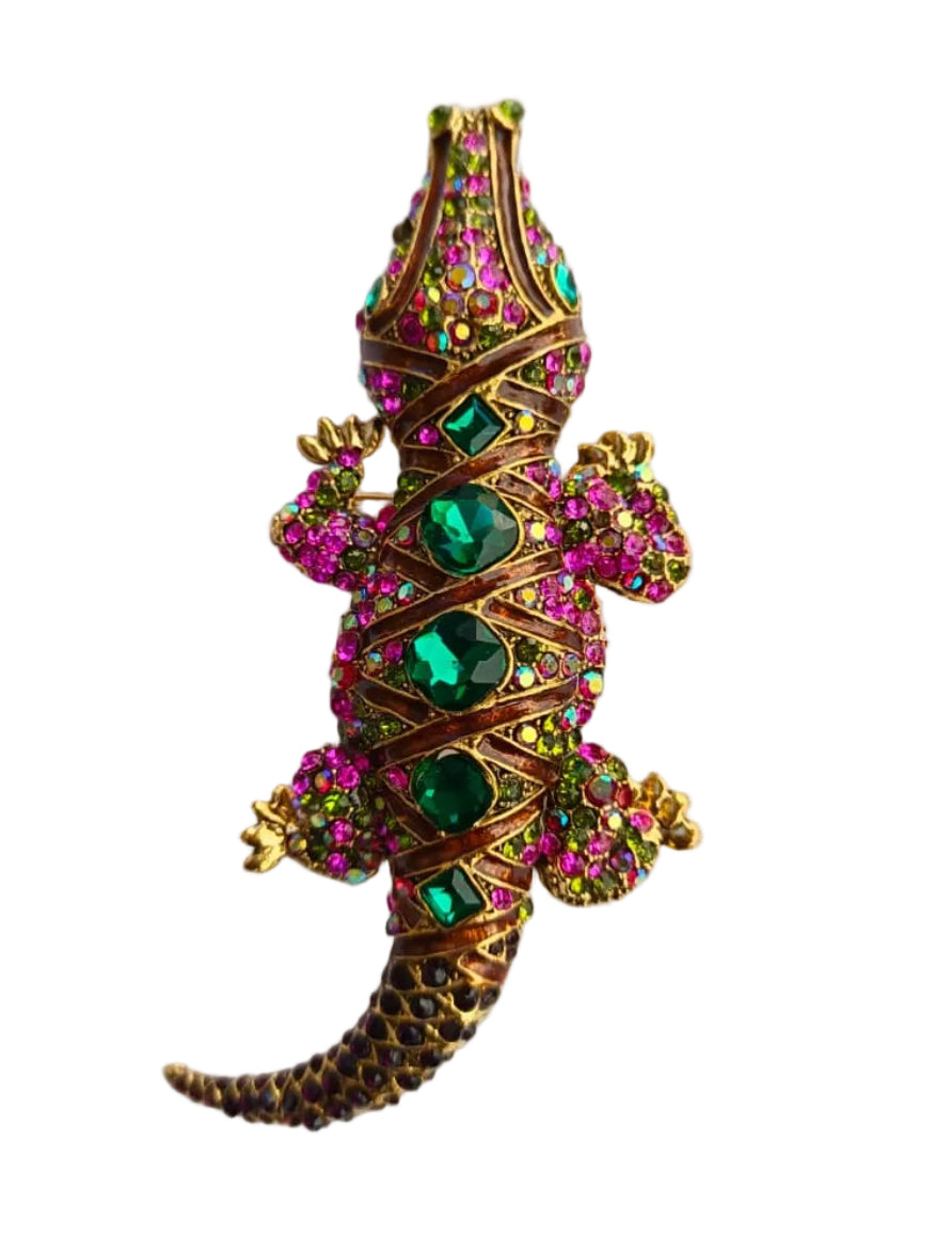 Exquisite Multicolor Crocodile Brooch Pin Bold Statement Jewelry for Clothing