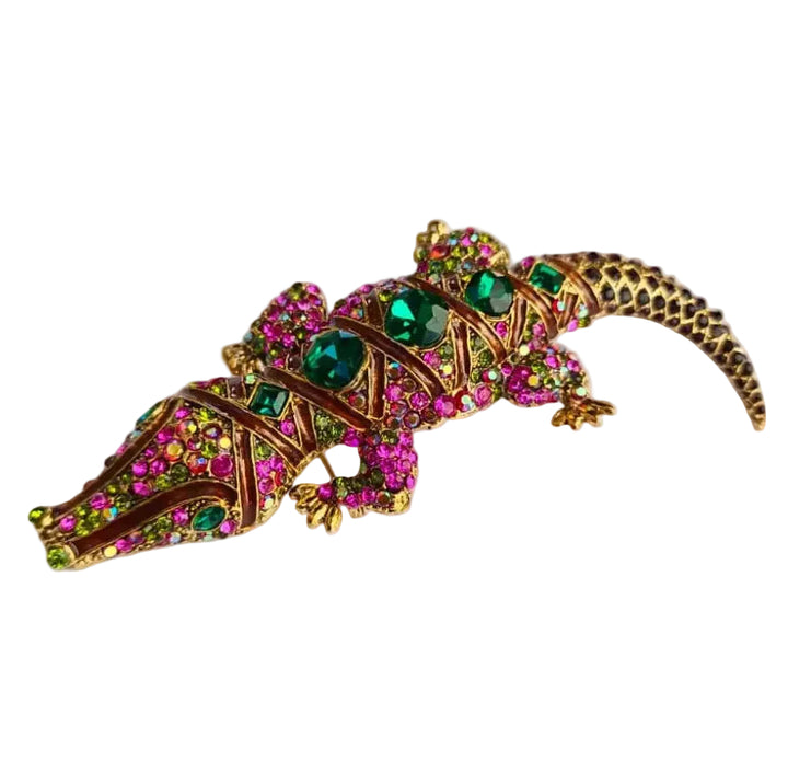 Exquisite Multicolor Crocodile Brooch Pin Bold Statement Jewelry for Clothing