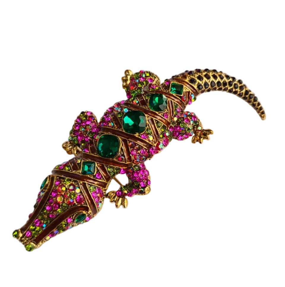 Exquisite Multicolor Crocodile Brooch Pin Bold Statement Jewelry for Clothing