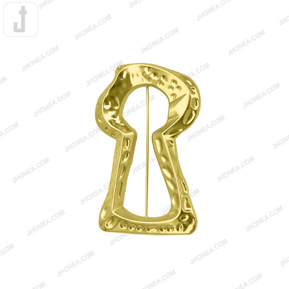 Abstract Statement Matte Gold Keyhole Pin Brooch