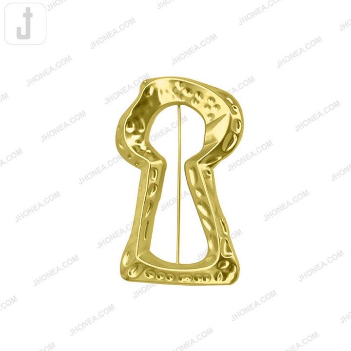 Abstract Statement Matte Gold Keyhole Pin Brooch