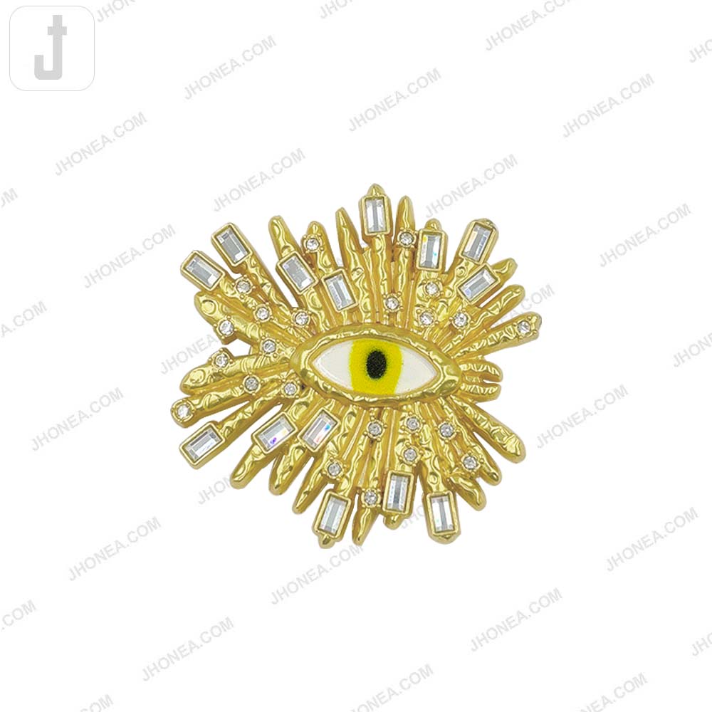 Luxurious Eye Diamond Accent Alloy Pin Brooch in Matte Dark Gold