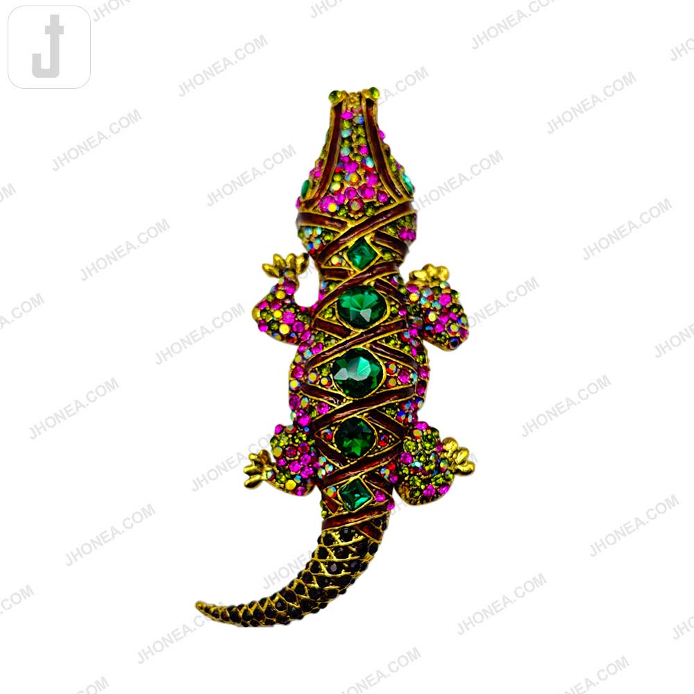 Exquisite Multicolor Crocodile Brooch Pin Bold Statement Jewelry for Clothing