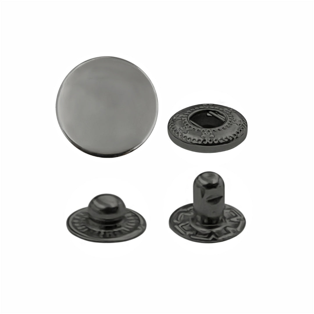 Gunmetal 4-Part Metal Snap Buttons Standard Quality Fasteners for Shirts/Coats