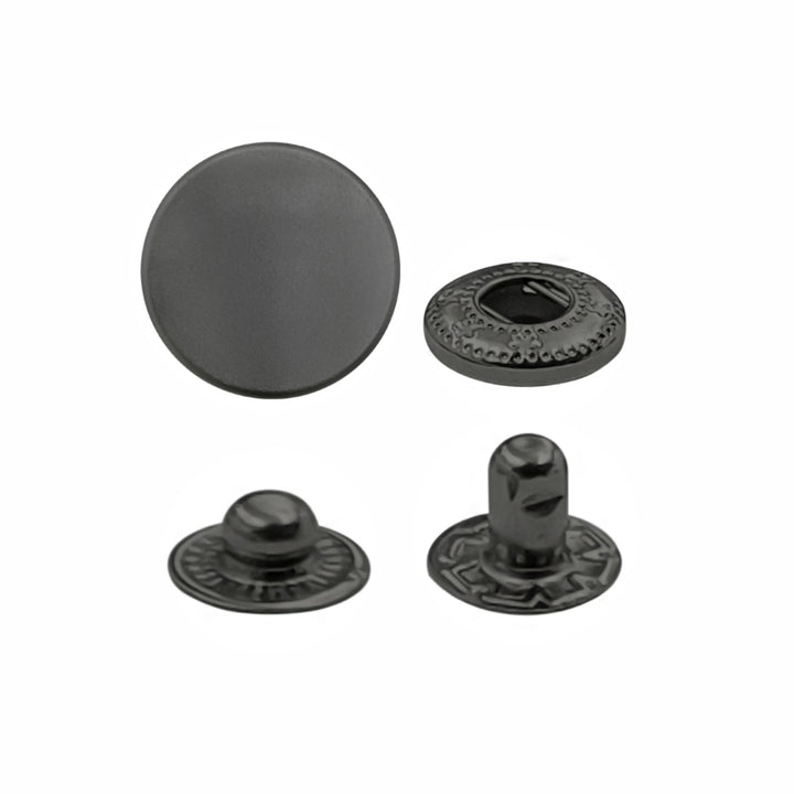 Matte Dark Grey 4-Part Metal Snap Buttons Standard Quality Fasteners for Shirts/Coats