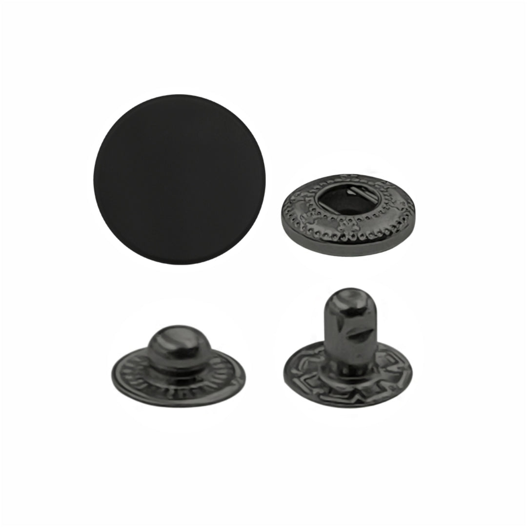 Matte Black 4-Part Metal Snap Buttons Standard Quality Fasteners for Shirts/Coats