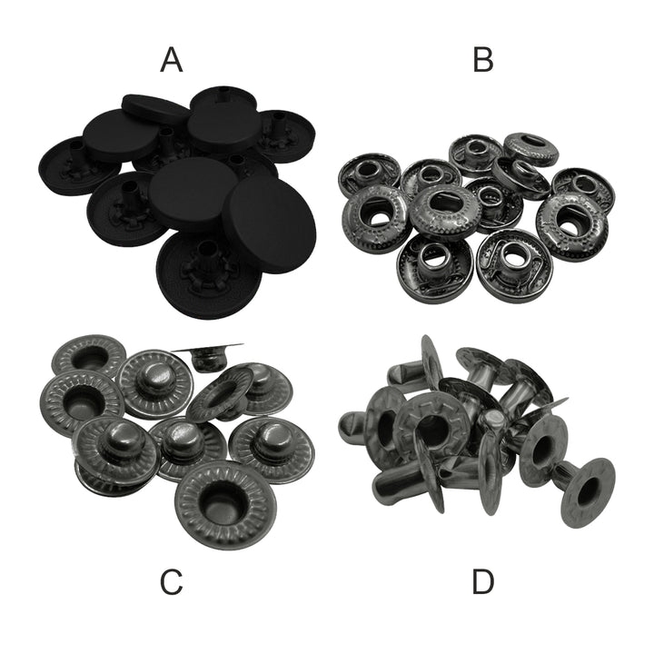 Matte Black 4-Part Metal Snap Buttons Standard Quality Fasteners for Shirts/Coats