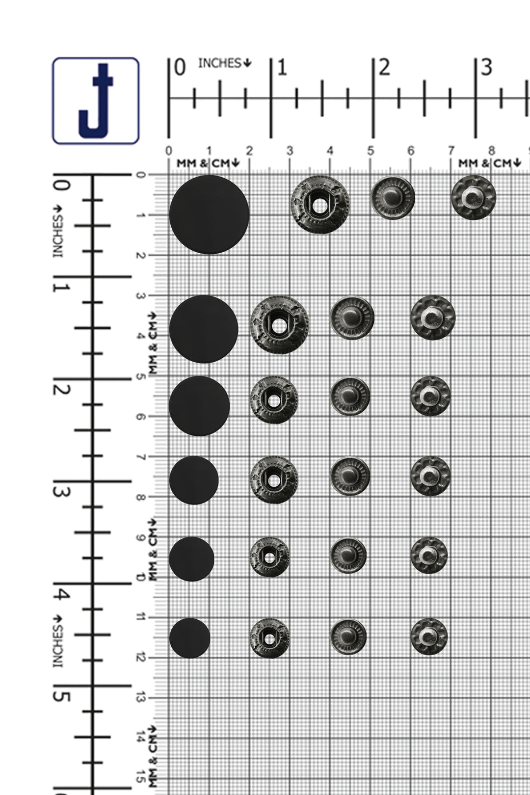 Matte Black 4-Part Metal Snap Buttons Standard Quality Fasteners for Shirts/Coats