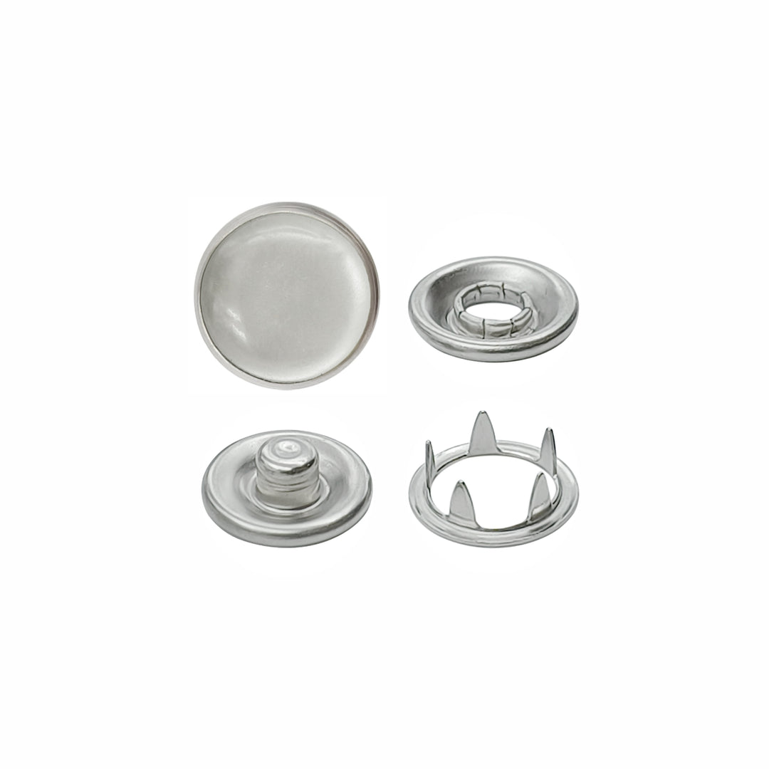 4-Part Metal Pearl Ring Cap Prong Snap Buttons for Shirts/Kurtas