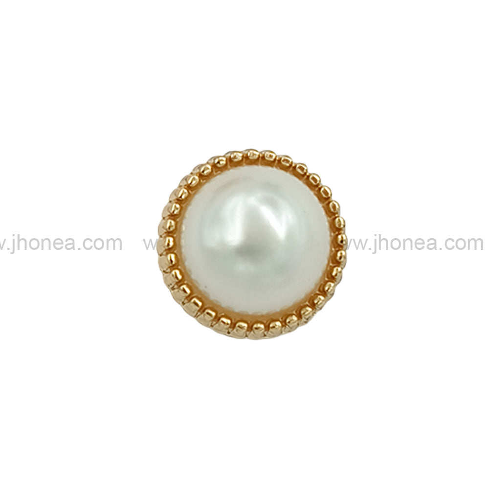 Shiny Gold Round Shape 10mm(16L) Pearl Metal Shank Button