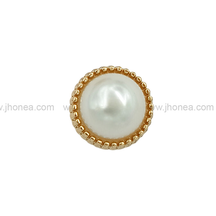 Shiny Gold Round Shape 10mm(16L) Pearl Metal Shank Button