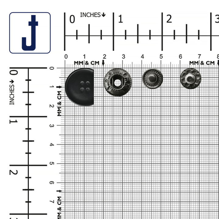 Fancy Black 4-Part Metal Snap Button Fasteners for Leather Coats