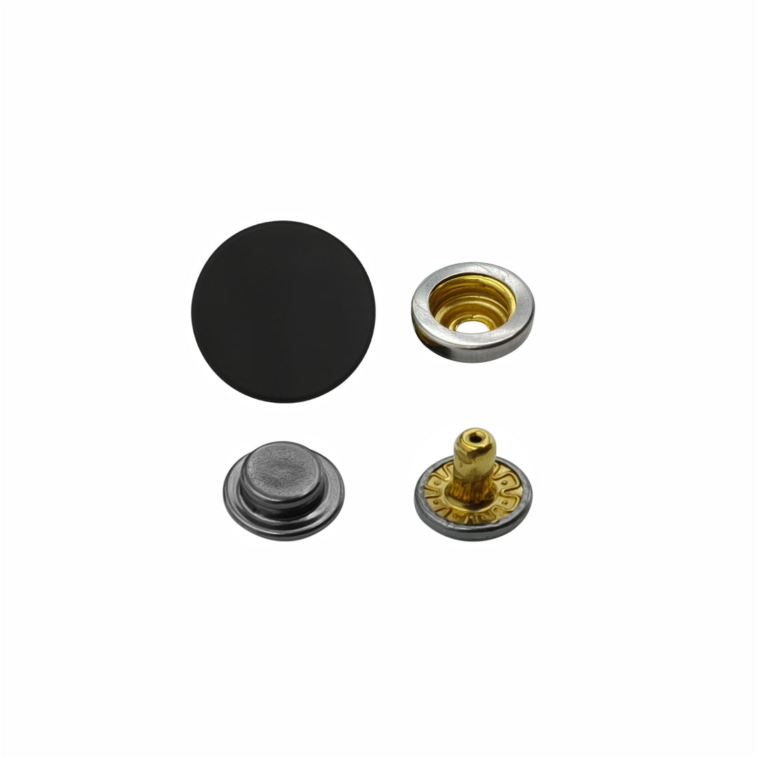Matte Black 4-Part Press Snap Button Fasteners Set for Garments/Leather Accessories