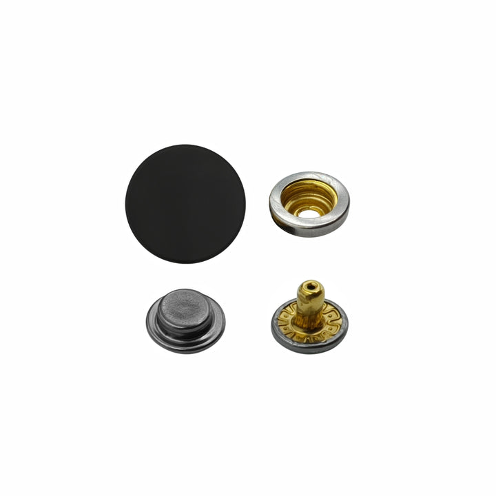 Matte Black 4-Part Press Snap Button Fasteners Set for Garments/Leather Accessories