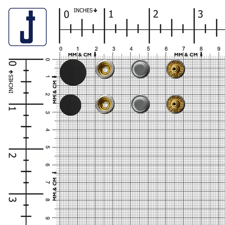 Matte Black 4-Part Press Snap Button Fasteners Set for Garments/Leather Accessories